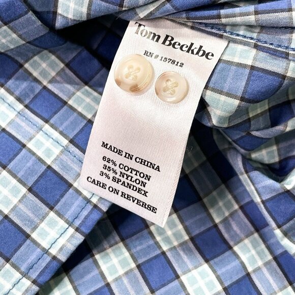 Tom Beckbe Tidewater Checkered Button Down Shirt Short Sleeve- Mens Small- NWT! - Picture 5 of 8